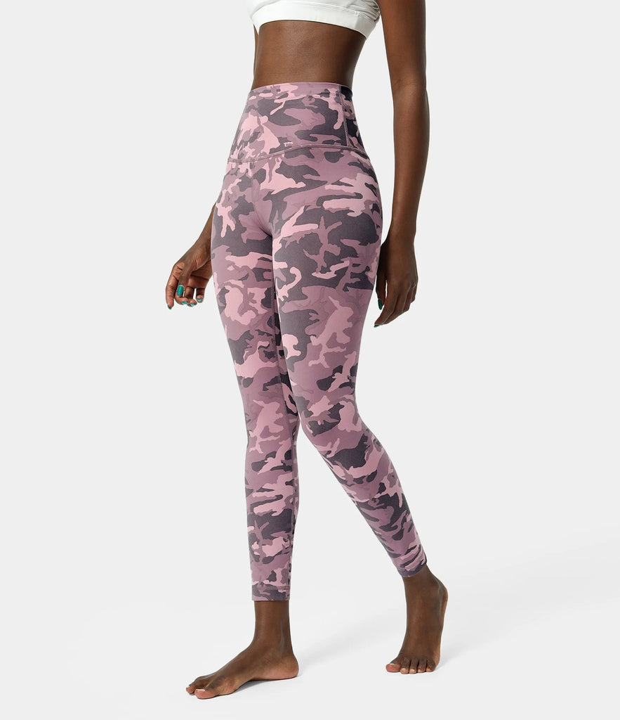 High Waisted Camo Waistband Pocket Leggings