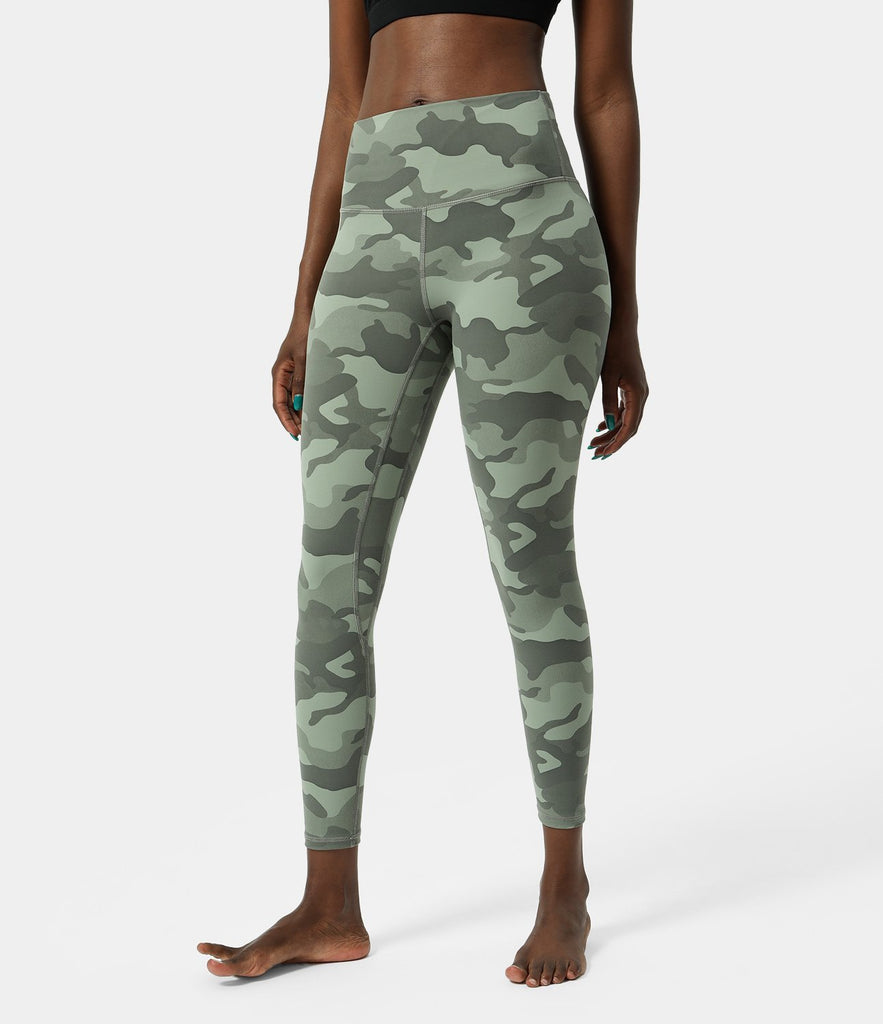 High Waisted Camo Waistband Pocket Leggings