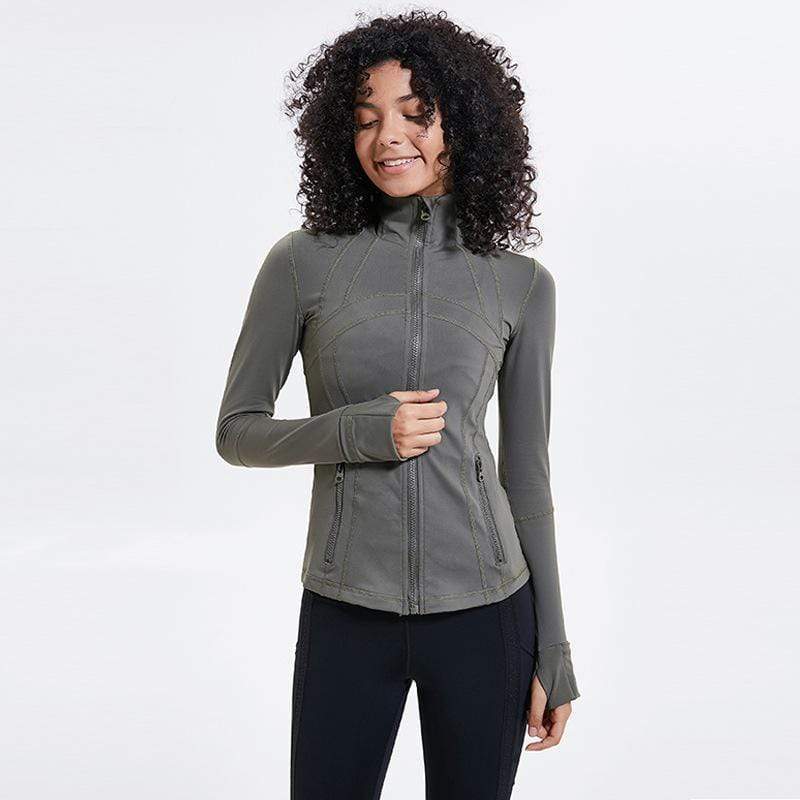 Elastic Zipper Running Long Sleeve Yoga Jacket