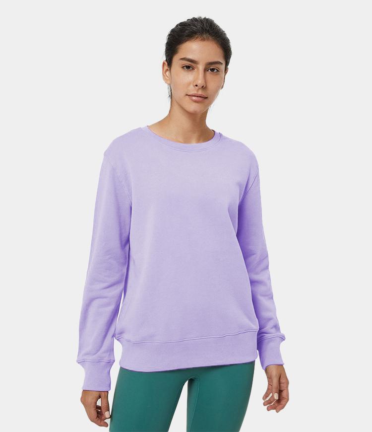 Round Neck Solid Color Sweatshirt