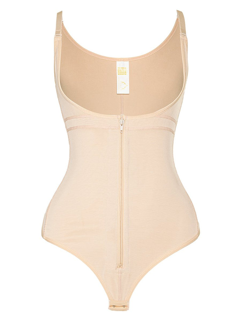Woman Thong One Piece Buttoned Zip Body Shaper