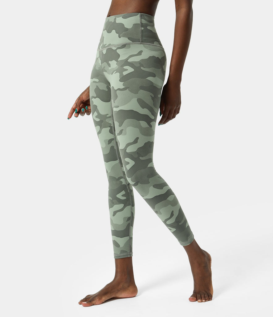 High Waisted Camo Waistband Pocket Leggings