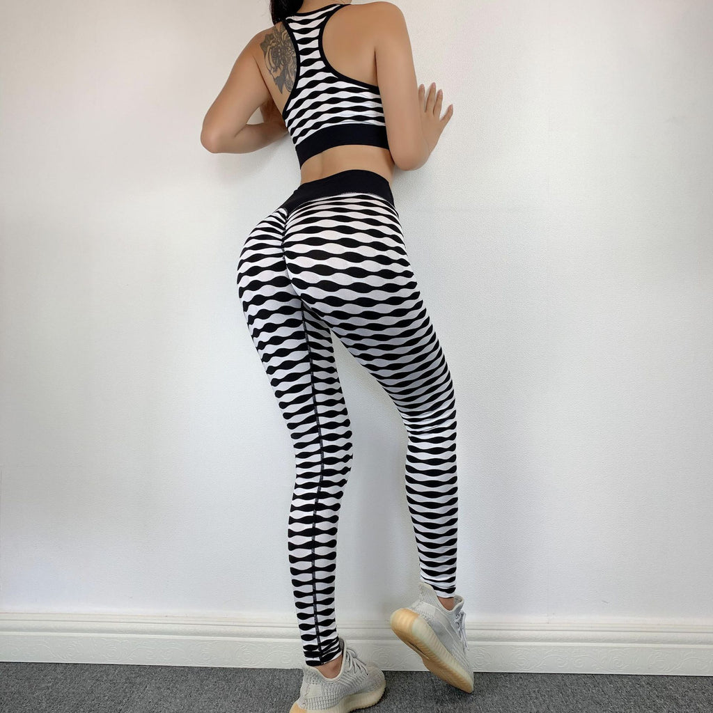 Color Matching Jacquard Quick Drying Yoga Suit