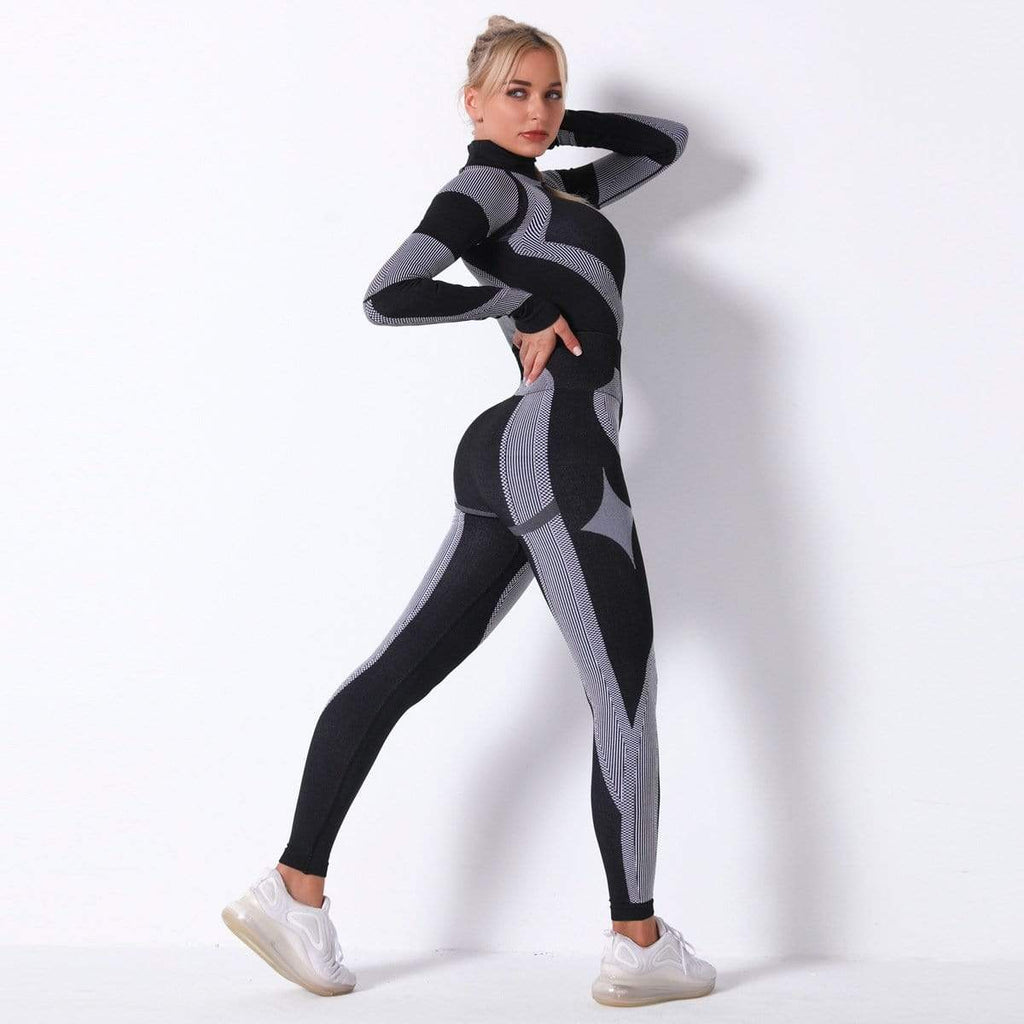 Knitted Long Sleeve Yoga Suit