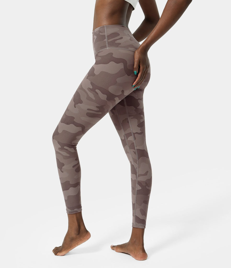 High Waisted Camo Waistband Pocket Leggings