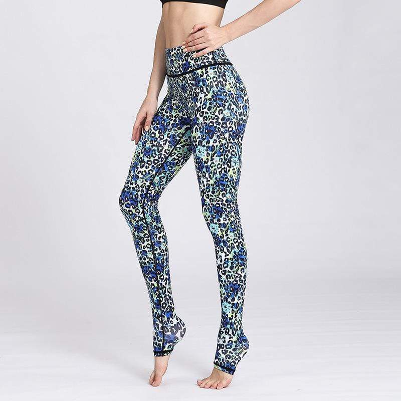 European American Leopard Print Step Foot Yoga Pants