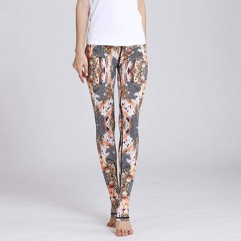 European American Leopard Print Step Foot Yoga Pants