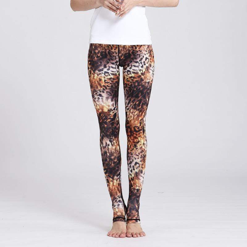 European American Leopard Print Step Foot Yoga Pants
