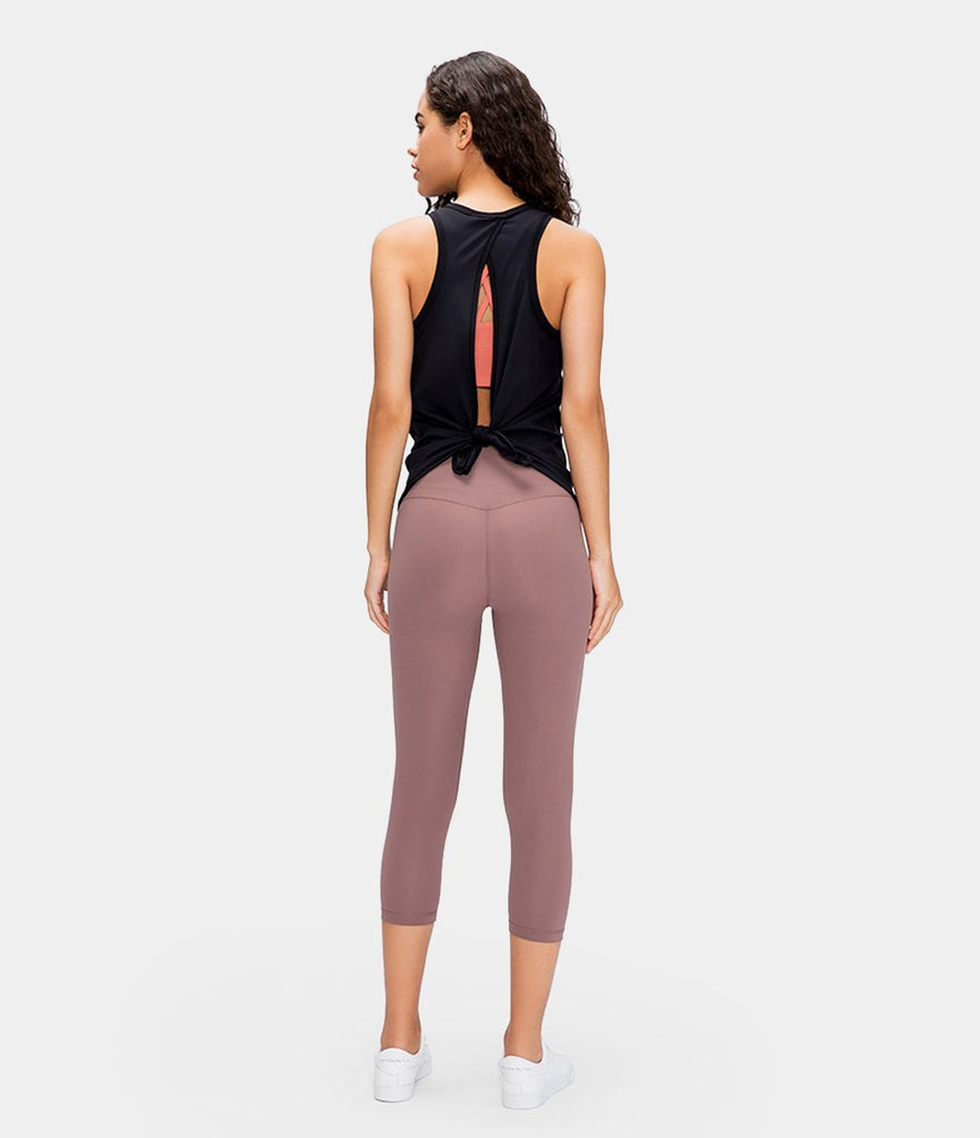 Not Basic High Neck Sleeveless Flutter Top