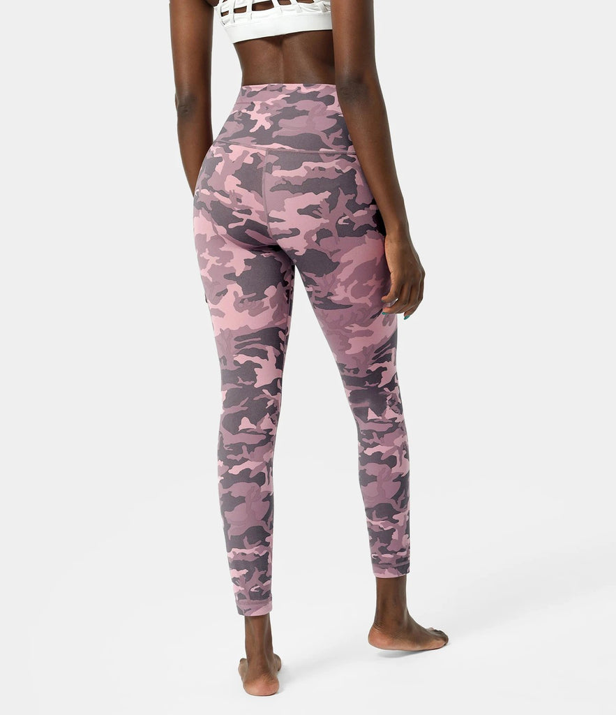 High Waisted Camo Waistband Pocket Leggings