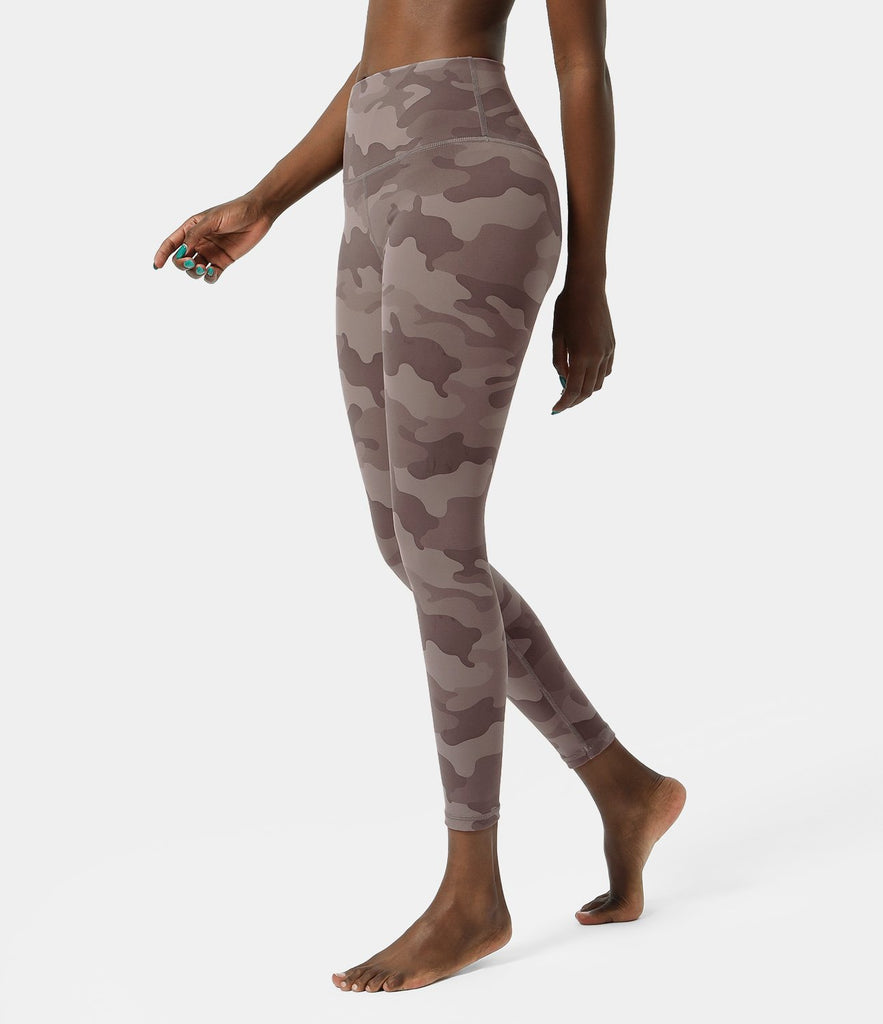 High Waisted Camo Waistband Pocket Leggings