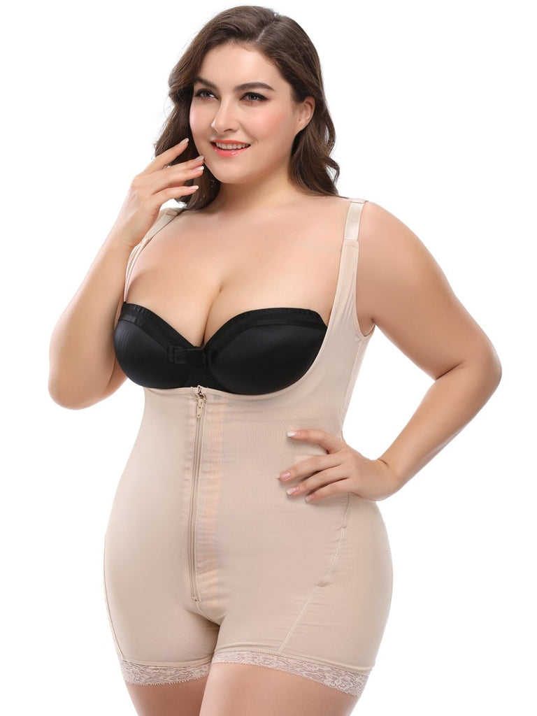 Women Open Bust Breathable Bodysuit Zipper