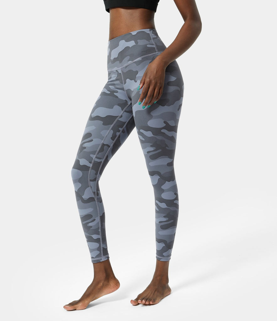 High Waisted Camo Waistband Pocket Leggings