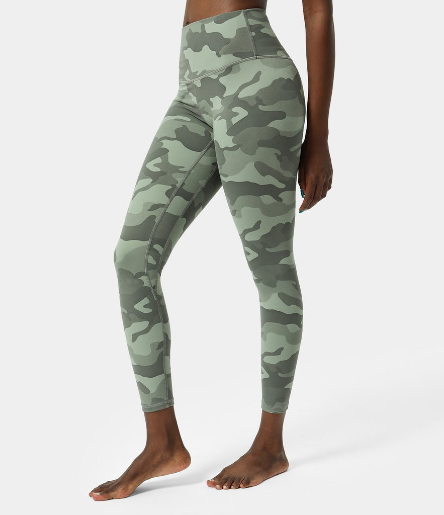 High Waisted Camo Waistband Pocket Leggings