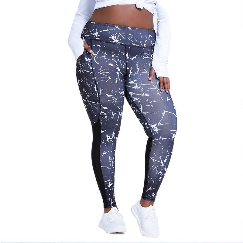 Large code Printed Yoga Pants Bare Peach Hips