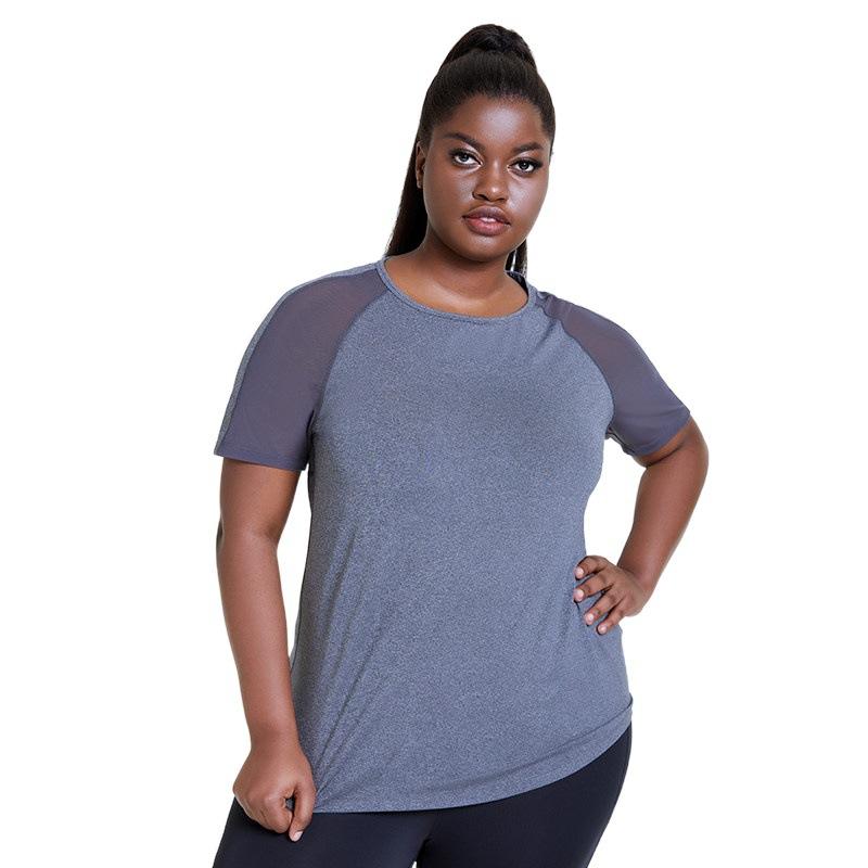Large Sports Short Sleeve shirt Women Mesh Fitness Suit Top