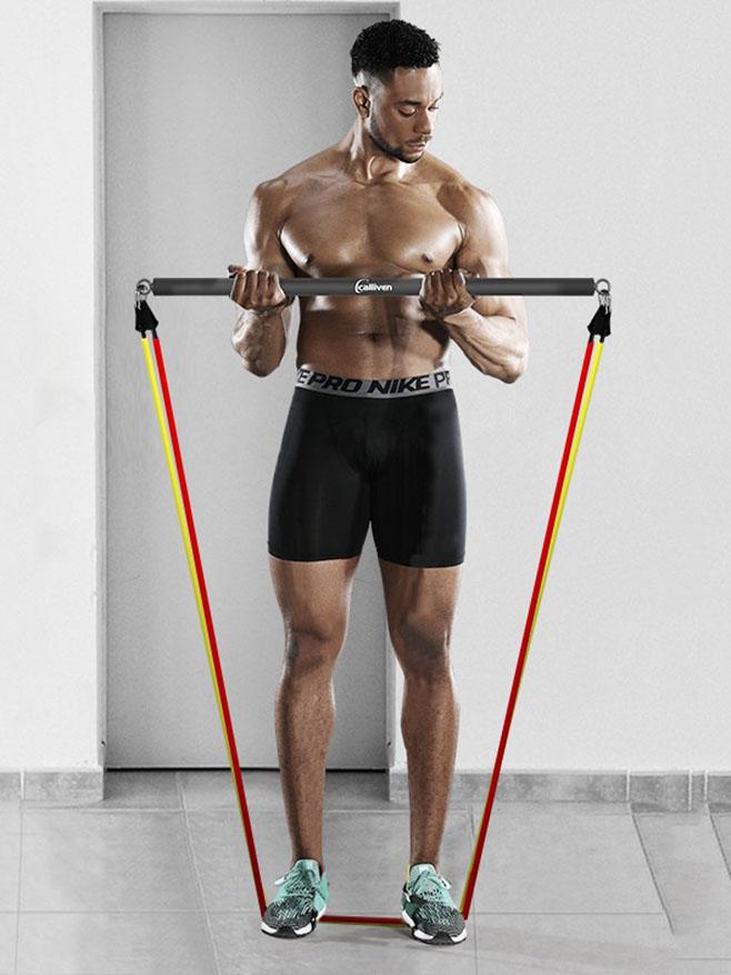 Calliven Pilates Bar Kit Resistance Band Portable Home Gym Workout Package Foot Loop Total Body