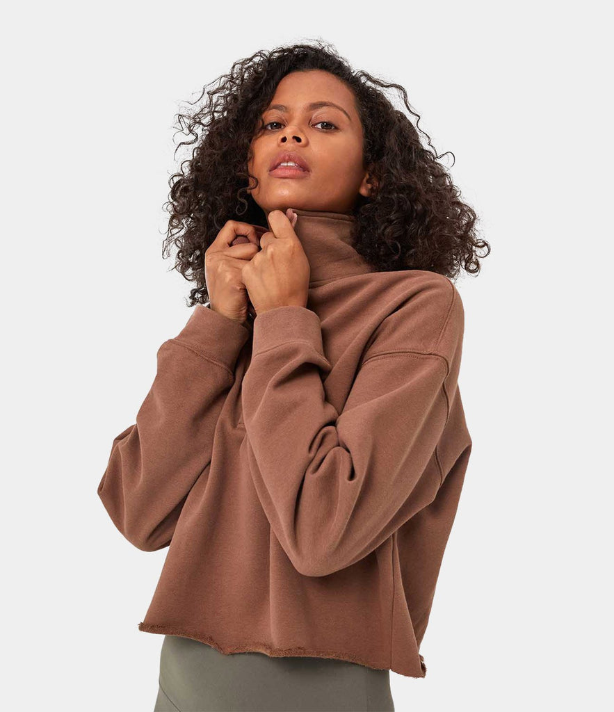 Solid Color Polo Sweatshirt