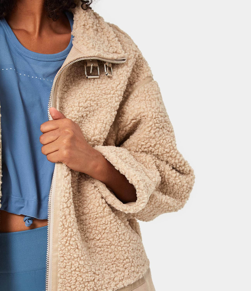 Zip Front Oversized Sherpa Coat