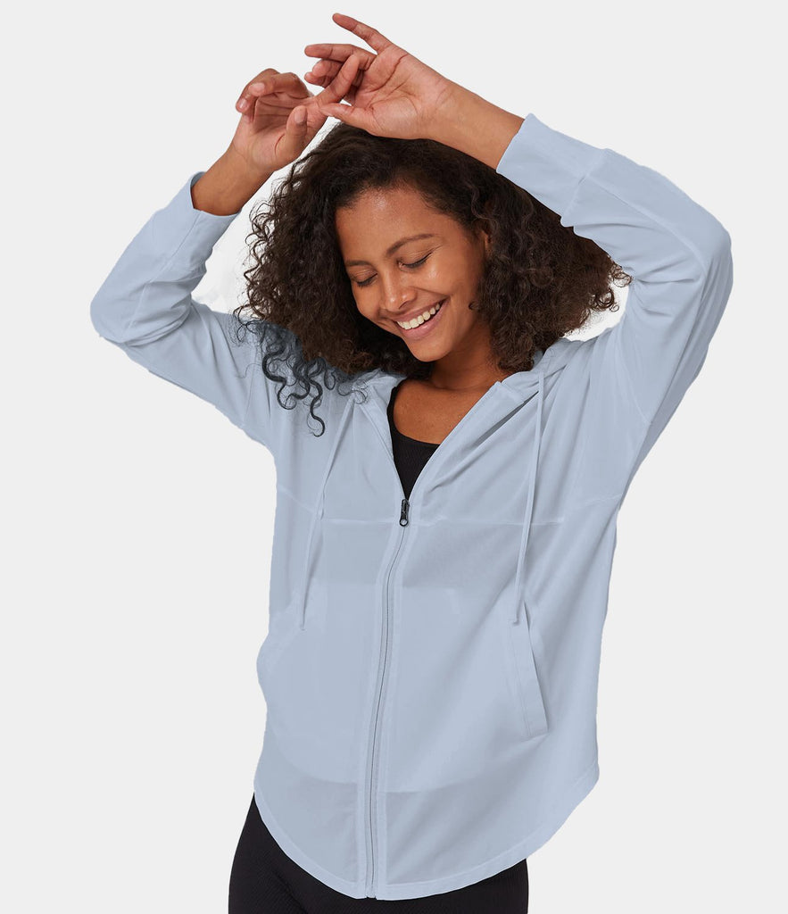 Zip Front Hooded Sports Top