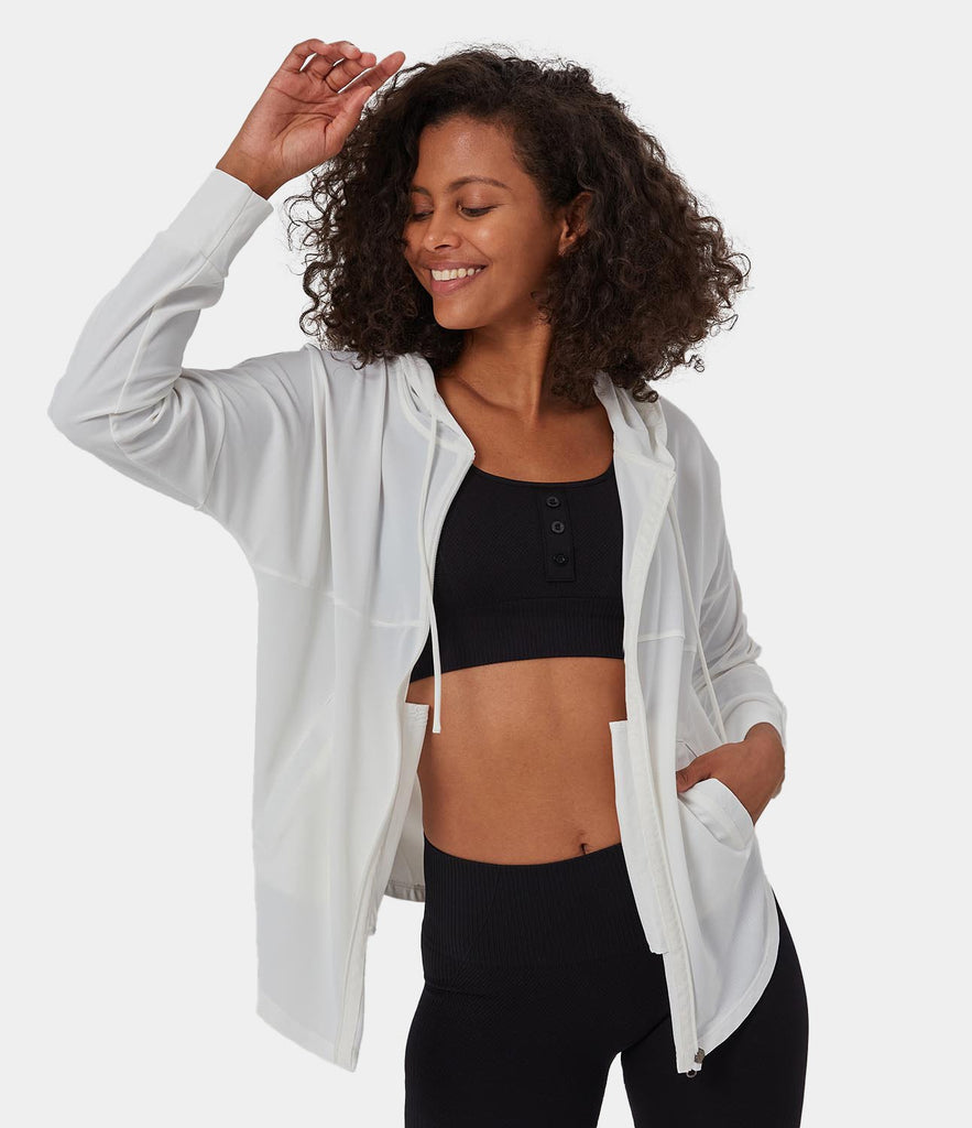 Zip Front Hooded Sports Top