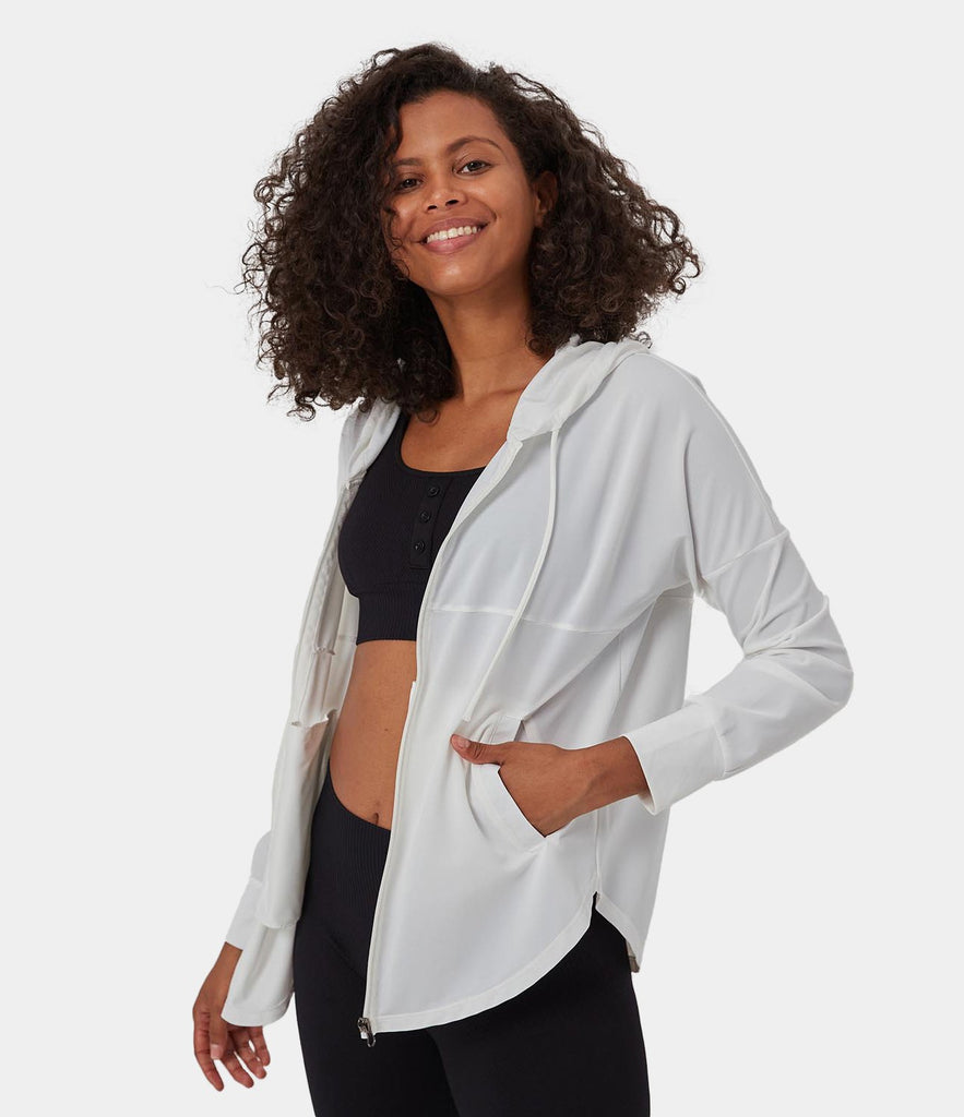 Zip Front Hooded Sports Top