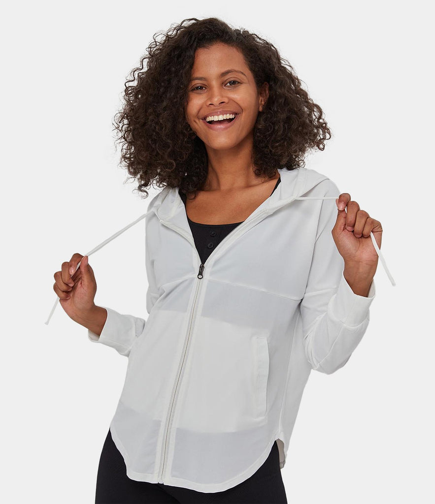 Zip Front Hooded Sports Top